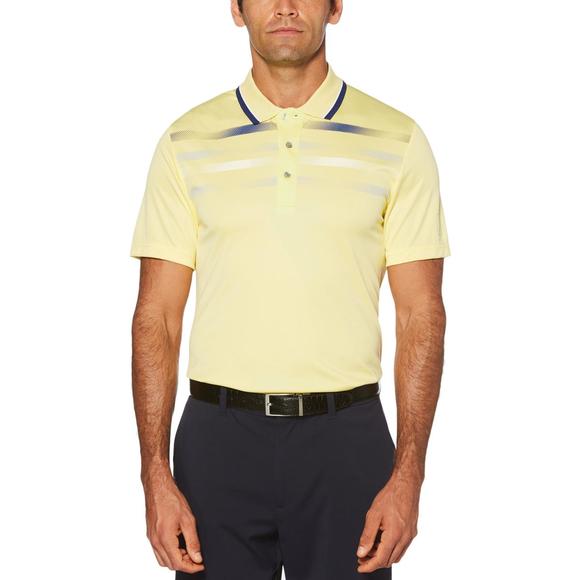 PGA Tour Mens Yellow Stripe Collar Golf Polo Shirt NWT